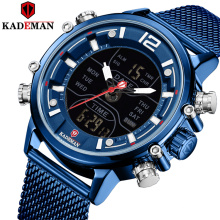 KADEMAN 9071 fashion Mens Watches Top Brand Luxury WristWatch Quartz Clock Blue Watch Men Waterproof Sport Chronograph Relogio